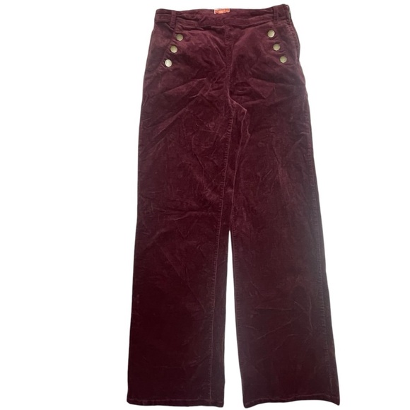 Mod Cloth Madison Corduroy Burgundy Wide Leg Pants Size Small - Picture 2 of 15